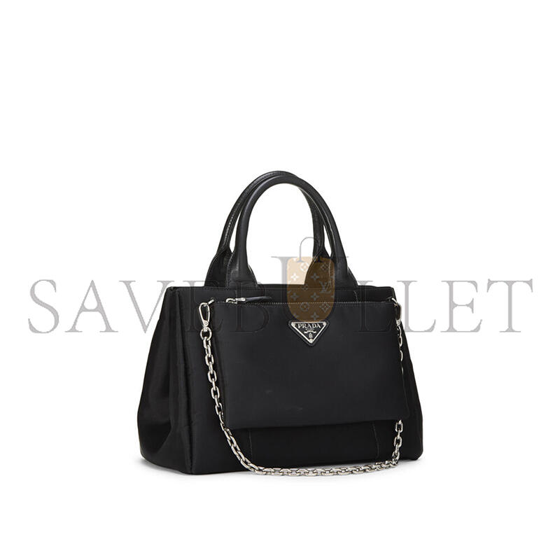 Pra*a black tessuto nylon convertible handbag 1bg364 (28*20*15cm)
